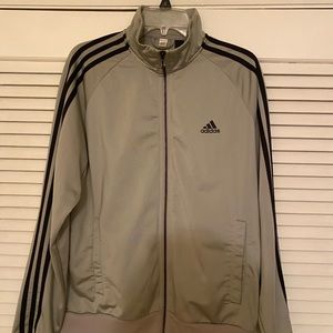 Adidas track jacket, large, gray and black